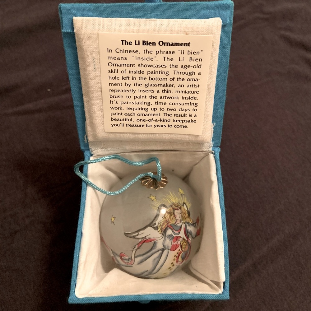 Le Bien Hand Painted Angel Glass Christmas Tree Ornaments. 1995 design